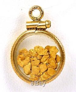 Small Natural 24k Gold Floating Loose Nugget Round Charm 1.1 GRAMS 3/4