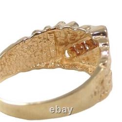 Solid 10K Yellow Gold Nugget Natural Diamond Accent Ring Size 9.75