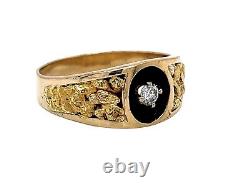 Solid 10k Yellow Gold 0.16 Ct Natural Diamond Men Nugget Ring 7.6 Grams Size 11