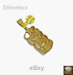 Solid 10k Yellow Gold Nugget Charm Pendent Men Women Real 10k Gold