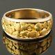 Solid 14k Yellow Gold & Natural Gold Nugget Band, Man's Estate Ring, 11.2g
