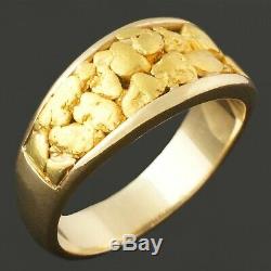 Solid 14K Yellow Gold & Natural Gold Nugget Band, Man's Estate Ring, 11.2g