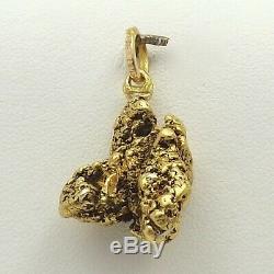 Solid 22-24K Gold Natural Large Unusual Shape Nugget 18K Bail Charm Pendant
