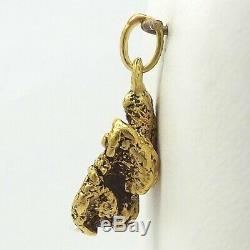 Solid 22-24K Gold Natural Large Unusual Shape Nugget 18K Bail Charm Pendant