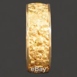 Stunning & Wide, Solid 14K Yellow Gold & Natural Gold Nugget Man's Estate Ring