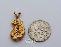 Unisex Genuine Gold Nugget Diamond Solitaire Pendant Natural Yellow Gold