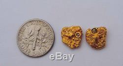 Unisex Natural Yellow Gold Nugget Slide Post Earrings with Genuine White Diamonds