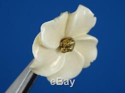 VINTAGE 50's FLOWER PIN BROOCH with NATURAL SOLID GOLD NUGGET CENTER