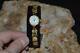 Vintage Ladies Caravelle By Bulova 10kt/natural Gold Nugget /jade Wrist Watch