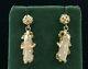 Vtg 14k Nugget Gold Natural Pearl Stud Dangle Chunky Earrings Ds17
