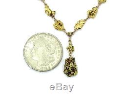 Victorian Era Antique Natural ALASKA/PLACER PURE GOLD NUGGET Lavalier Necklace