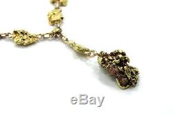 Victorian Era Antique Natural ALASKA/PLACER PURE GOLD NUGGET Lavalier Necklace