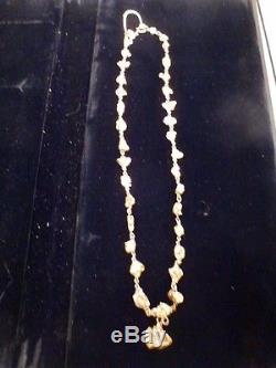Victorian Era Antique Natural ALASKA/PLACER PURE GOLD NUGGET Necklace 49.7 g