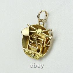 Vintage 10k Yellow Gold, Natural Nugget Prospector Shovel and Pick Axe Pendant