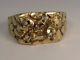 Vintage 14k Yellow Gold Nugget. 15ctw Natural Diamond Gents Ring Size 12.5