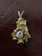 Vintage 14k Gold Nugget Style Pendant With Cz 2.8g