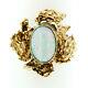 Vintage 14k Gold Oval Opal Solitaire & Nugget Textured Free Form Cocktail Ring