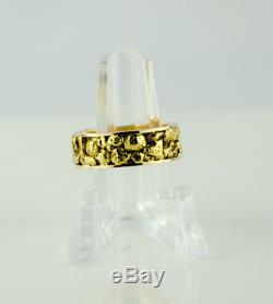 Vintage 14k Solid Gold Band with Natural Gold Nugget Size 8 11g