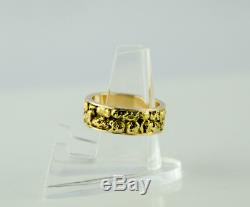 Vintage 14k Solid Gold Band with Natural Gold Nugget Size 8 11g