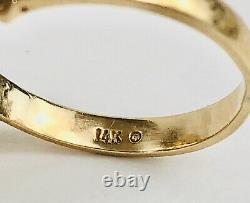 Vintage 14k Solid Yellow Gold Diamond Nugget Style Ladies Cocktail Ring Size 7.5
