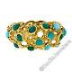 Vintage 18k Yellow Gold Natural Bezel Turquoise Pierced Domed Nugget Band Ring