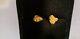 Vintage 22 K Solid Yellow Raw Gold Nugget Rock Post Stud Earrings With 14k Backs