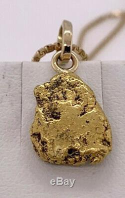 Vintage 22k yellow gold Natural Gold Nugget Pendant 15 Square Serpentine Chain