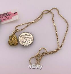 Vintage 22k yellow gold Natural Gold Nugget Pendant 15 Square Serpentine Chain