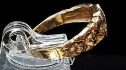 Vintage GTR 10K Yellow & White Gold Diamonds Nugget Style Ring Band