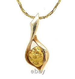 Vintage Natural Gold Nugget Pendant 14K Gold Chain Necklace
