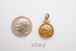 Vintage Natural Gold Nugget Pendant In See Through Glass Bezel A1