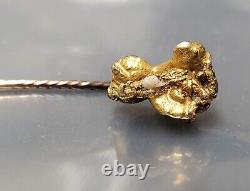 Vintage Natural Gold Nugget Stick Pin With Quartz
