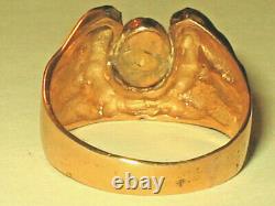 Vtg Mens Nugget Horseshoe Gold Plated Sterling Silver Australian Opal Ring Sz 10