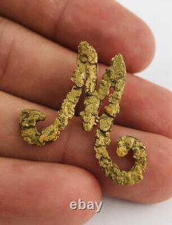 Vtg Natural Alaskan Alaska 22k 23k 24k Yellow Gold Nugget Letter M Pin Brooch