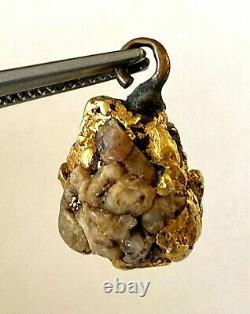 Yellow Gold Natural Nugget 89.76% Pure With Rock Quartz Handmade Charm Pendant