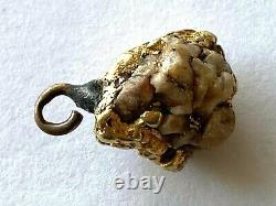Yellow Gold Natural Nugget 89.76% Pure With Rock Quartz Handmade Charm Pendant